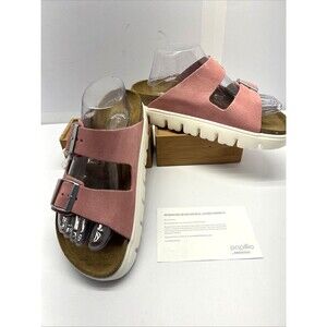 Papillio by Birkenstock Arizona Chunky Slides Candy Pink Suede Sz 10 Narrow